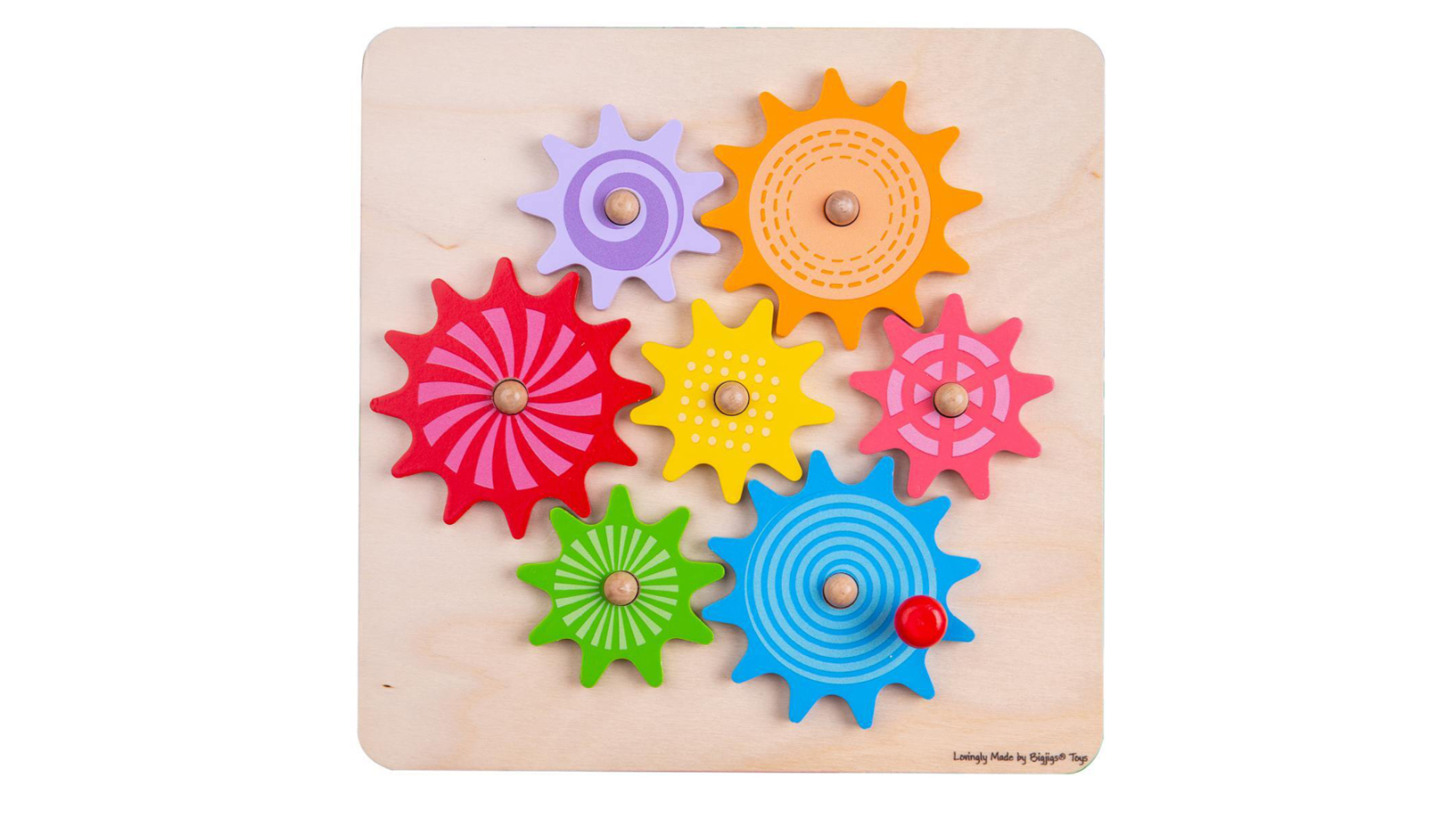 Bigjigs Toys 22cm Wooden Sensory Cog Puzzle - 10 month+