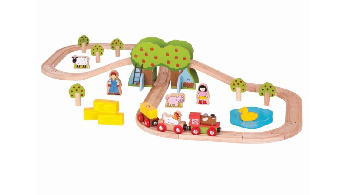 Bigjigs Rail Kids Wooden Farm Train Toy Set - 3 year+