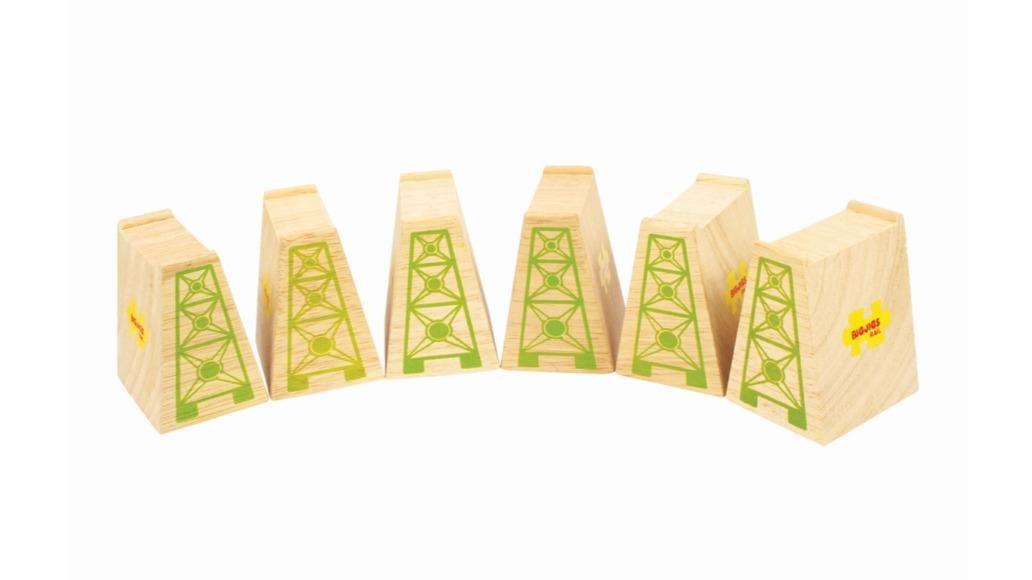 Bigjigs Rail Pack of 2 6.5cm Wooden High Level Blocks Toy Set - 3 year+