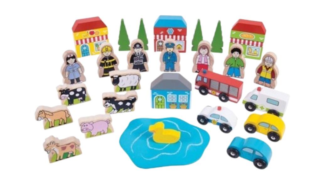 Bigjigs Rail 32 Piece Trackside Train Wooden Toy Set - 3 year+