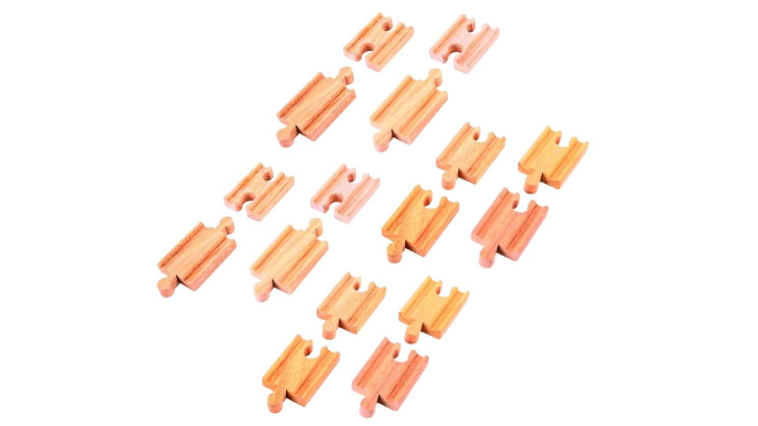 Bigjigs Rail Pack of 2 5.5cm Mini Railway Track Wooden Toy - 3 year+