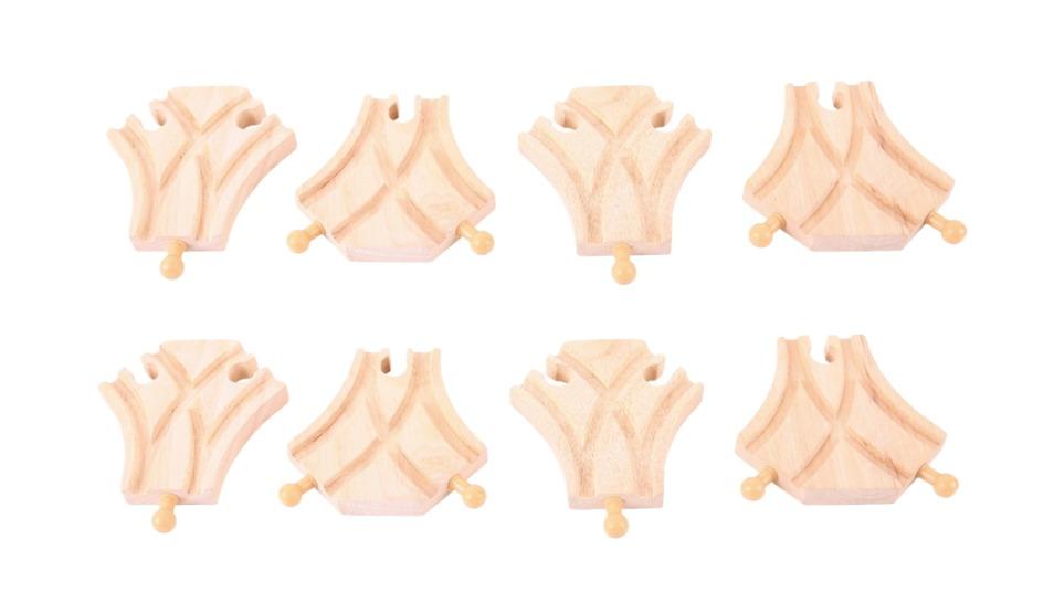 Bigjigs Rail Pack of 2 9cm Curved Turnouts Railway Track Wooden Toy - 3 year+