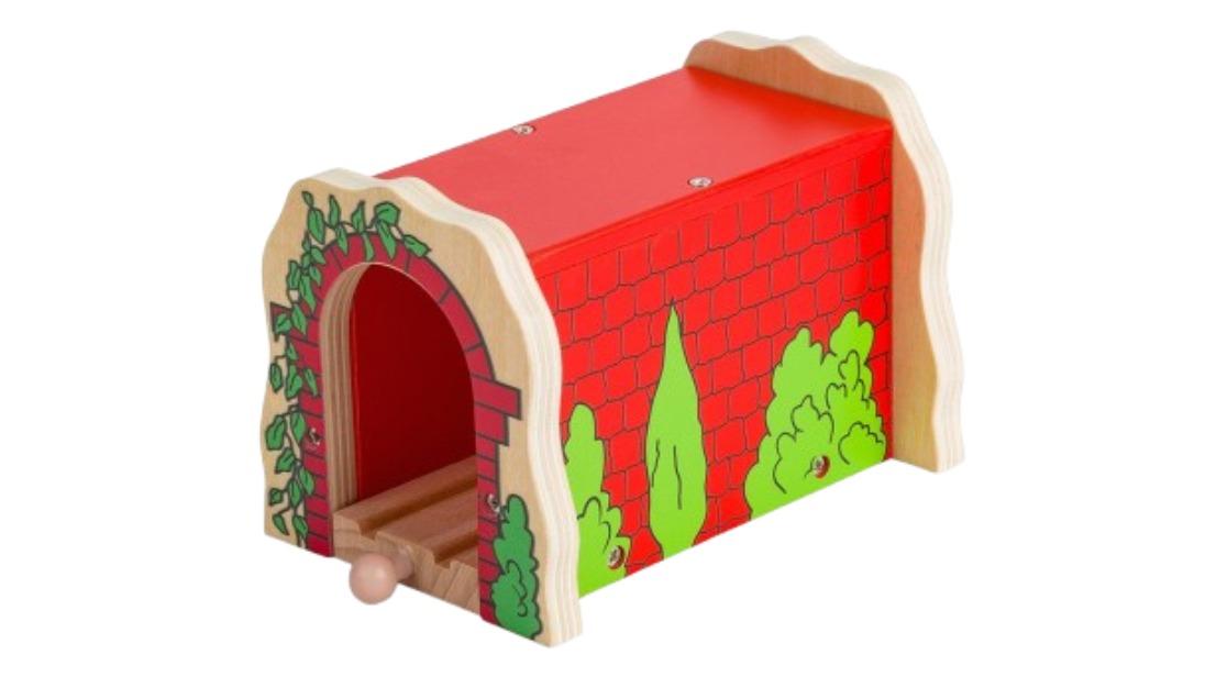 Bigjigs Rail 14.5cm Red Brick Tunnel Railway Wooden Toy - 3 year+