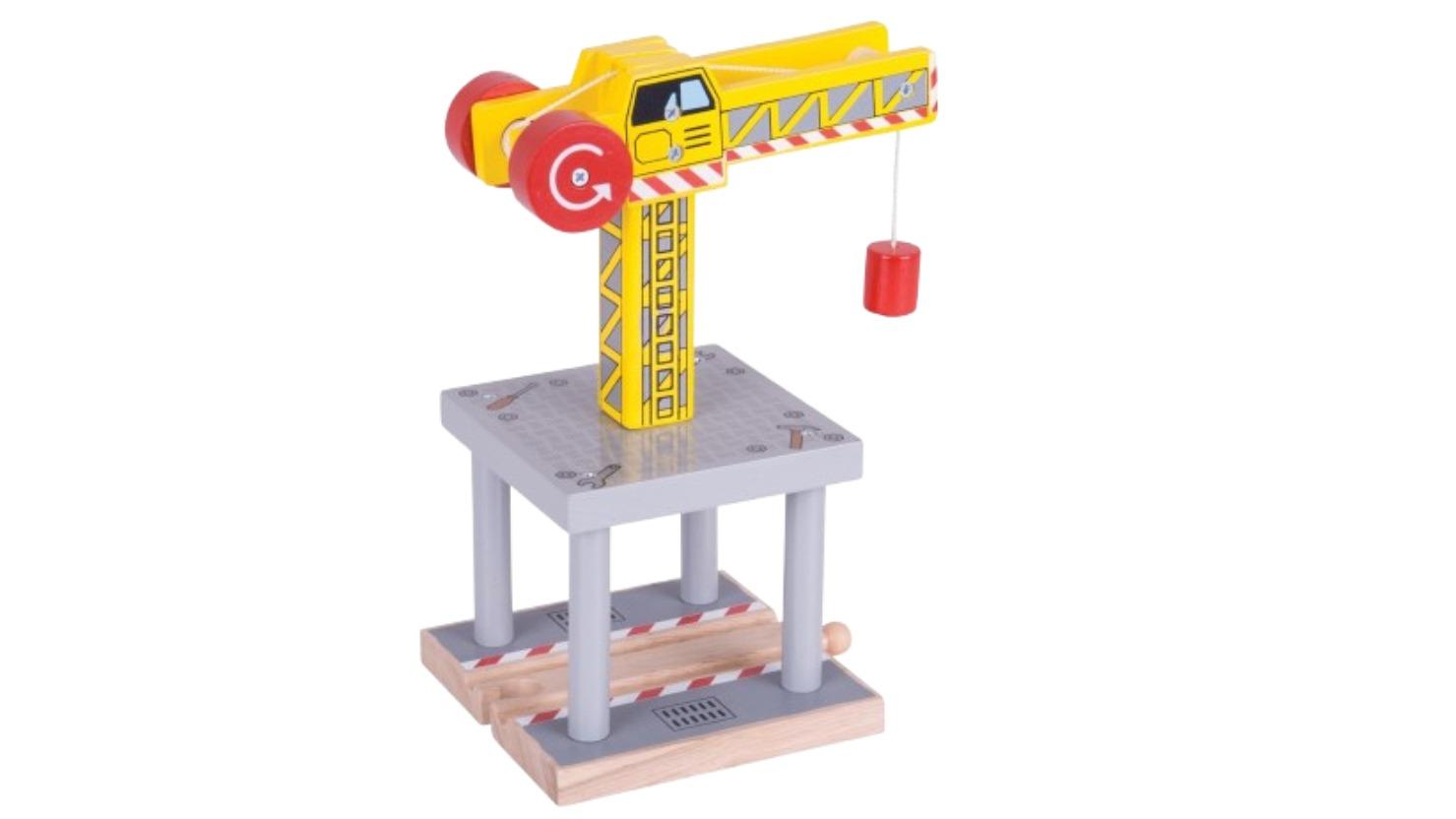 Bigjigs Rail 21cm Big Yellow Crane Wooden Toy Accessory - 3 year+