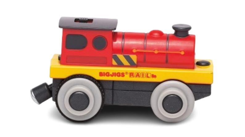 Bigjigs Rail Mighty Red Battery Engine Train Interactive Toy - 3 year+