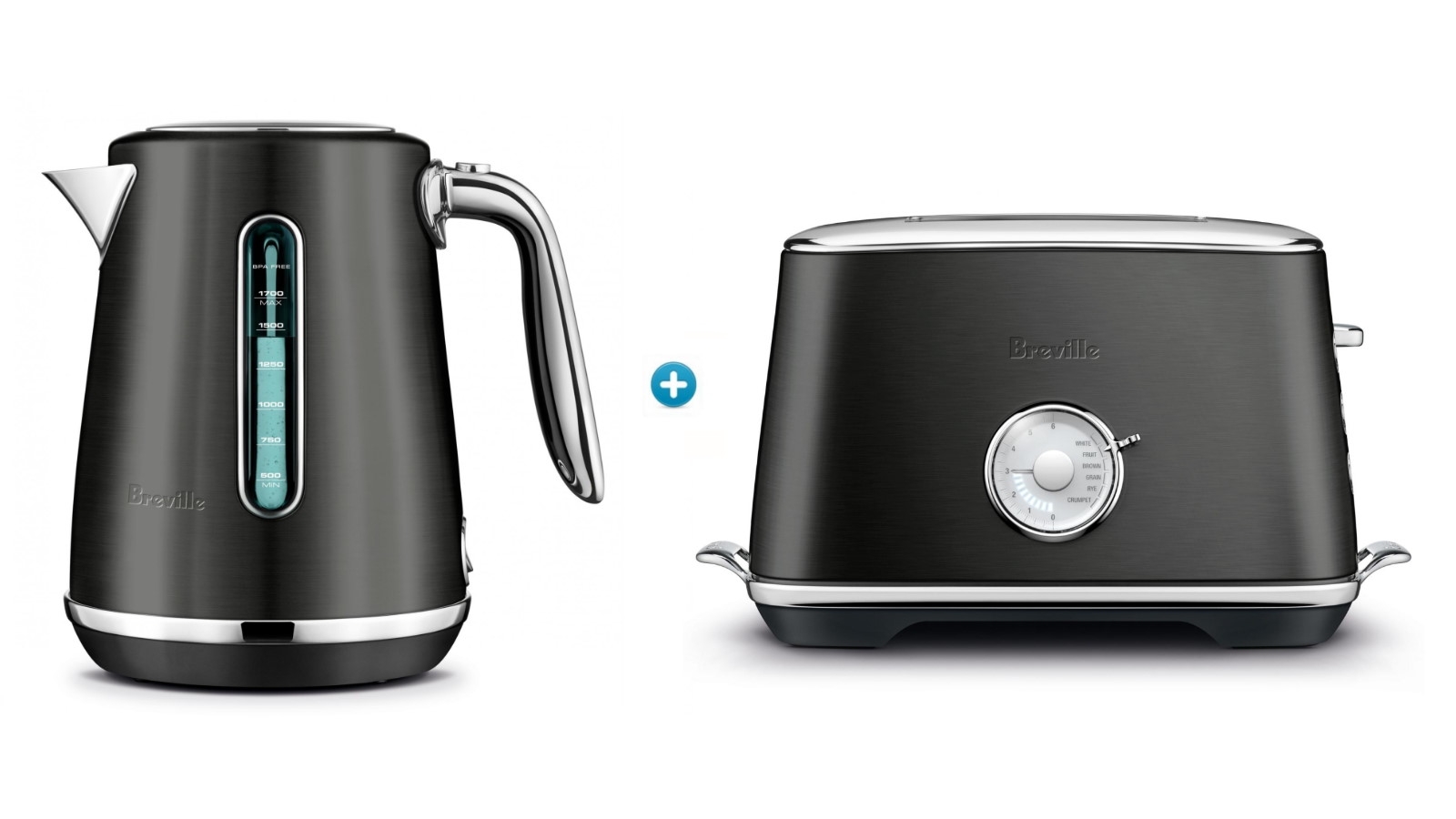 Breville the Luxe Duo Kettle and Toaster Set Black Stainless