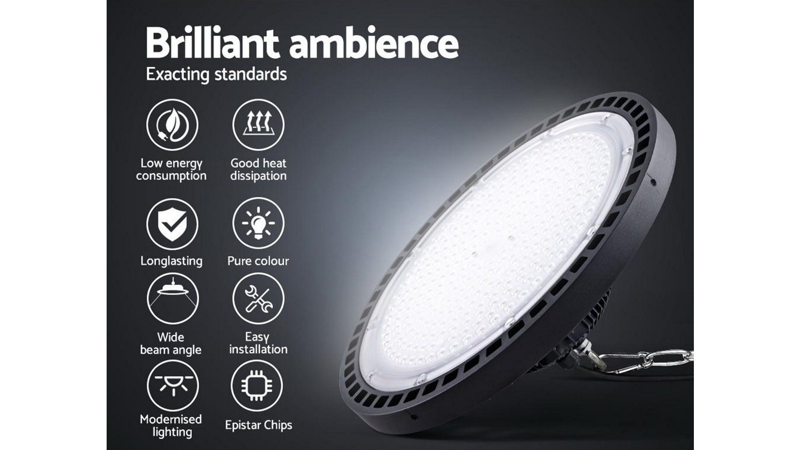 Leier 200W LED High Bay Lights Black Harvey Norman