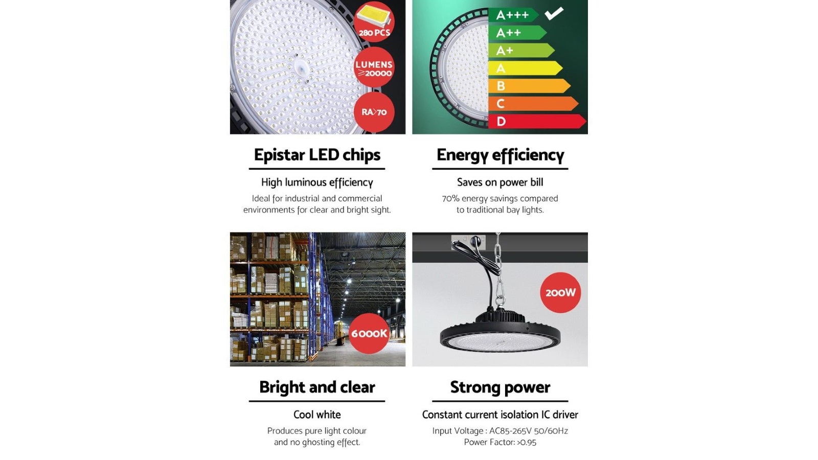 Leier 200W LED High Bay Lights Black Harvey Norman
