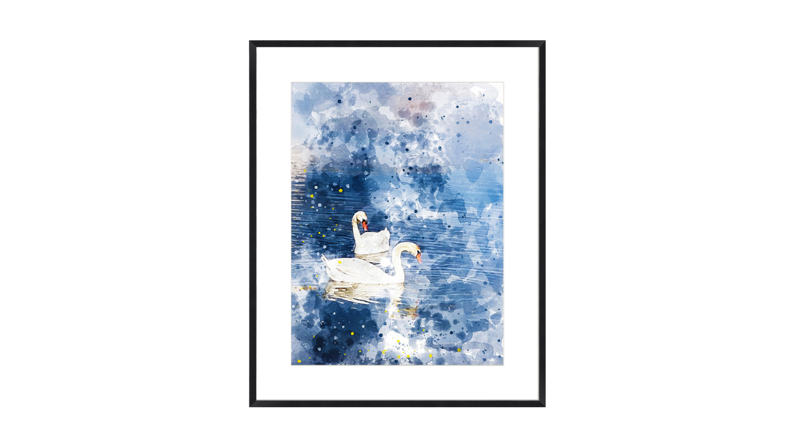 La Grolla Swans II Black Frame Wall Art - 84 x 69cm