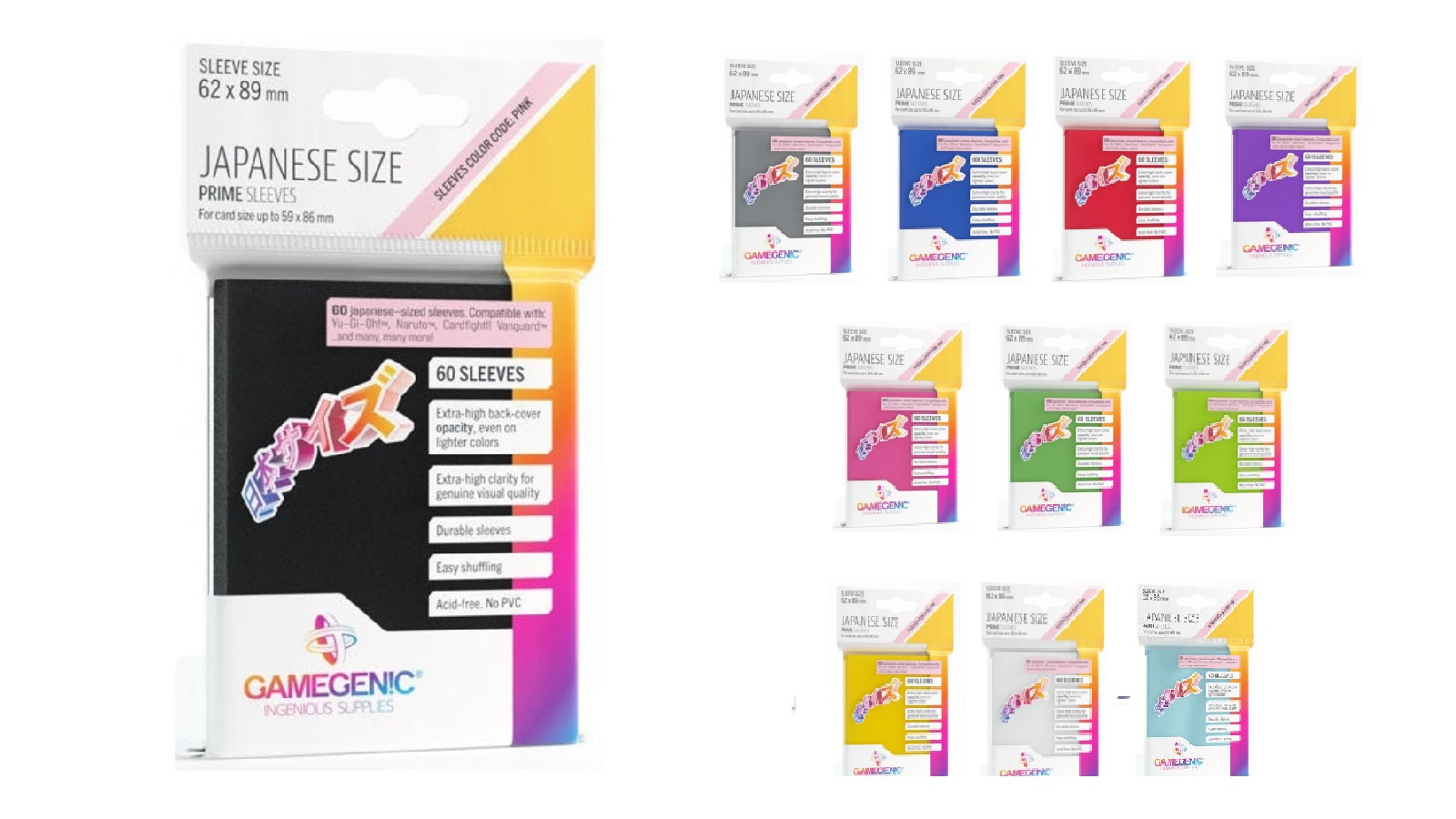 Gamegenic Pack of 60 Prime 6.2 x 8.9cm Japanese Sleeves