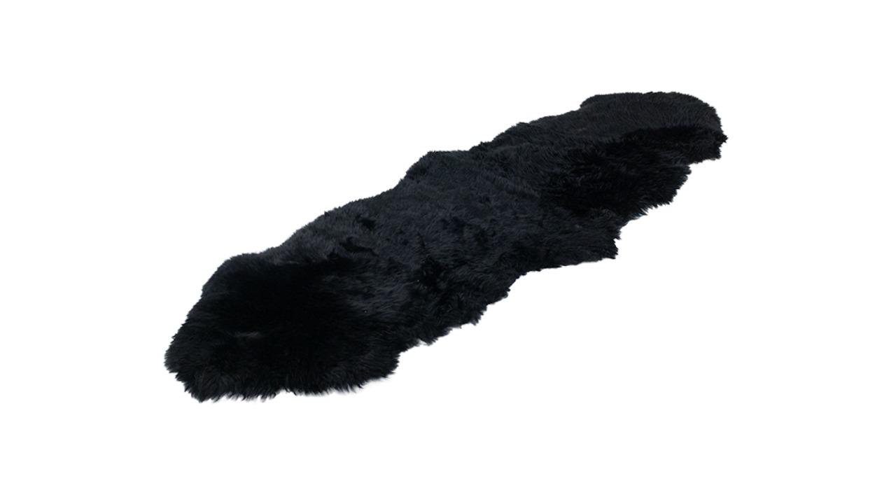 Naturally Sheepskins Double Long Wool Rug - Black
