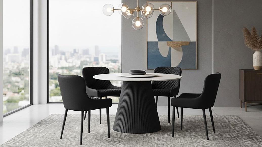 Amiro 5-Piece Dining Table Set with Lazy Susan