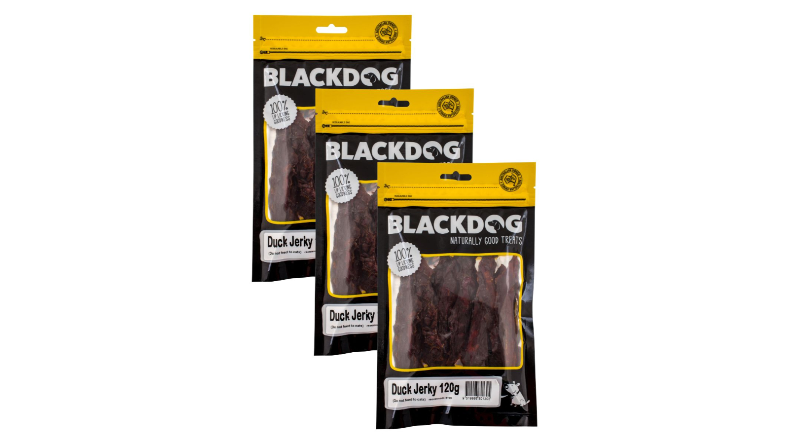 Blackdog 3 Piece Duck Jerkey - 120g 