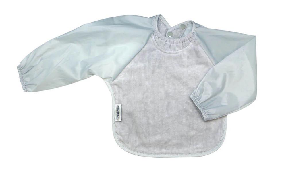Cross Small Silly Billyz Long Sleeve Towel Bib - Silver