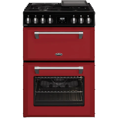 Belling 600mm Colour Boutique Mini Richmond Dual Fuel Range Cooker with Two Oven Cavities - Chili Red