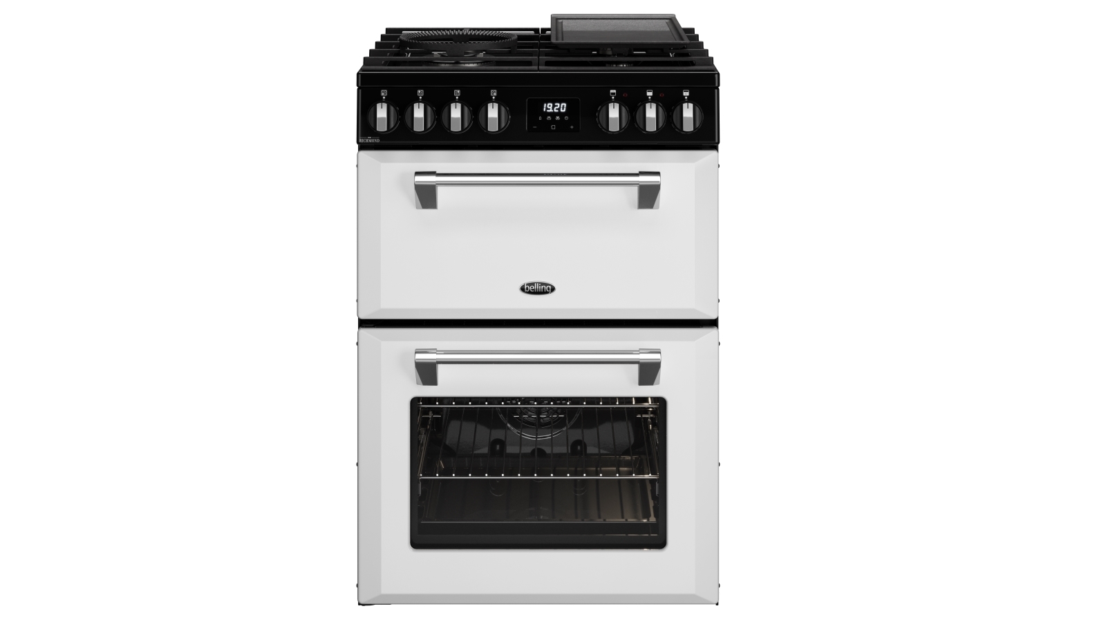 Belling 600mm Mini Richmond Dual Fuel Range Cooker with Two Oven Cavities - White