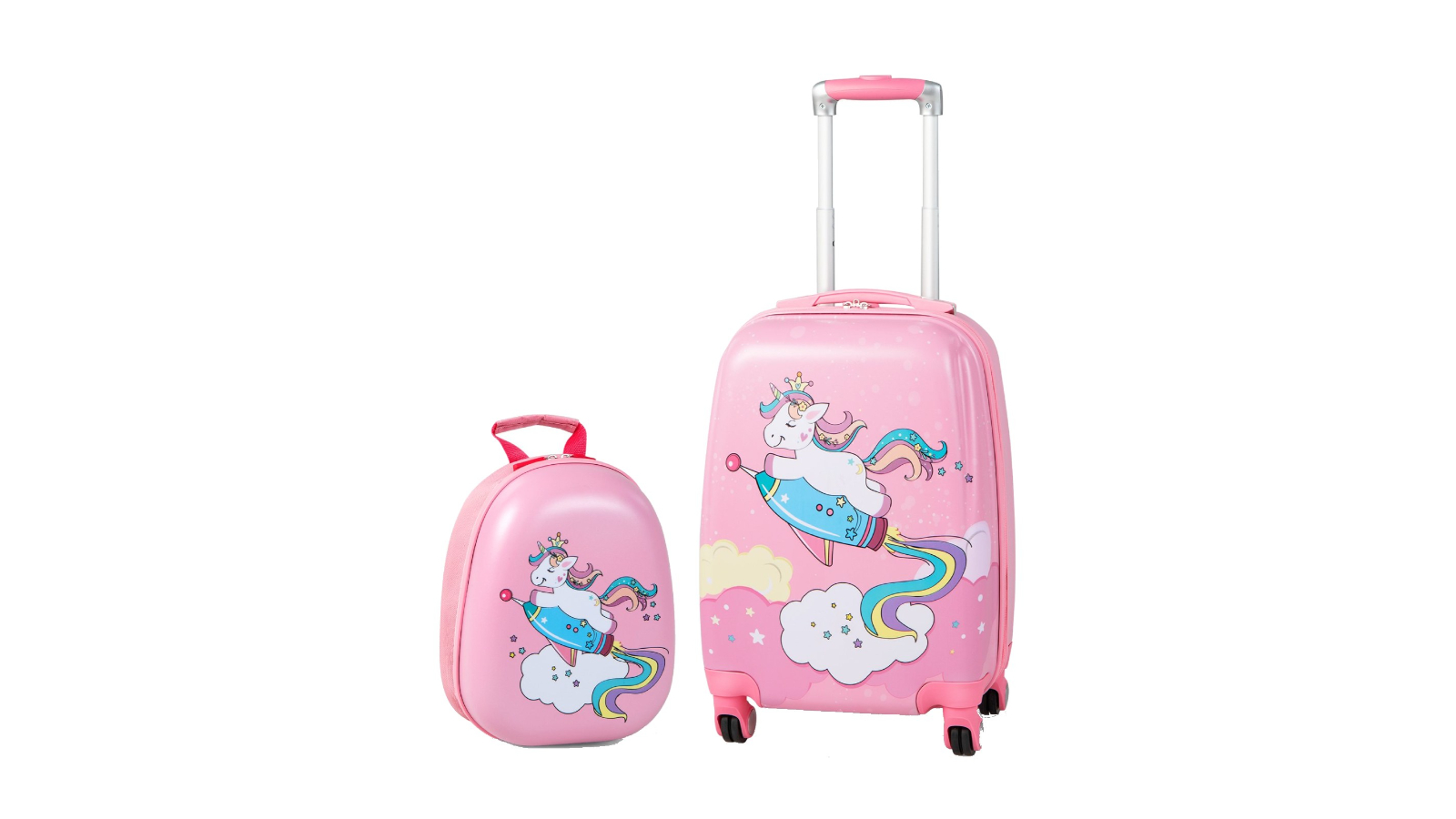 Costway 2 Piece Unicorn Backpack Luggage Set - Pink
