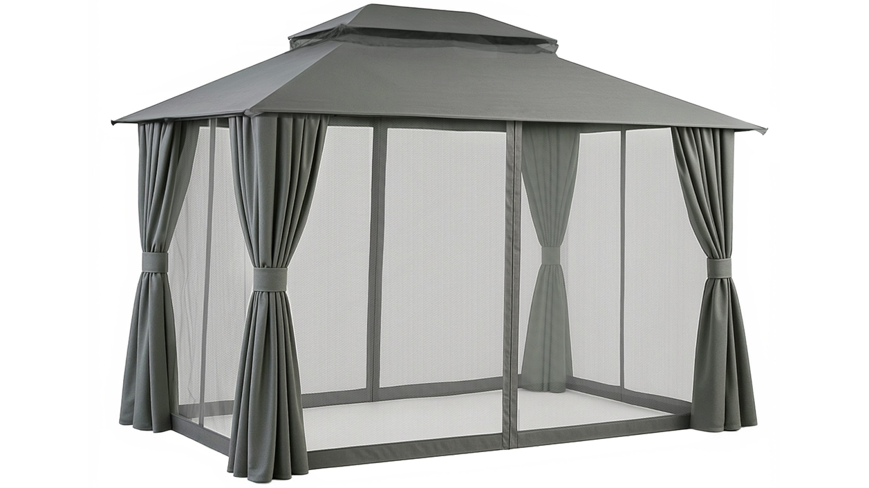 Instahut 3m x 4m Outdoor Canopy Gazebo with Steel Frame - Grey