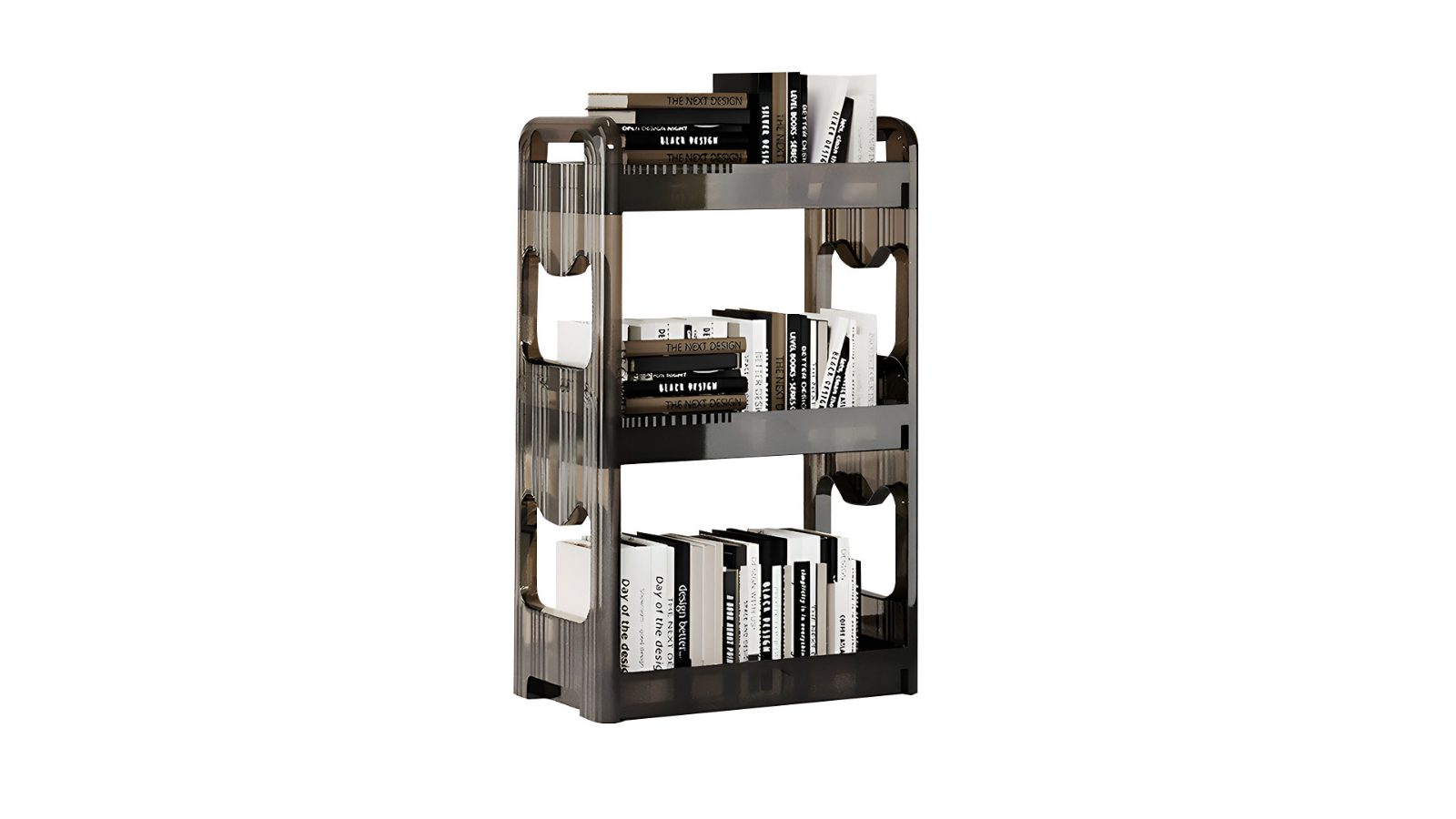 Soga Clear 3-Tier Bookshelf and Cosmetic Storage Organizer Trolley Rack - 38 x 24 x 62cm