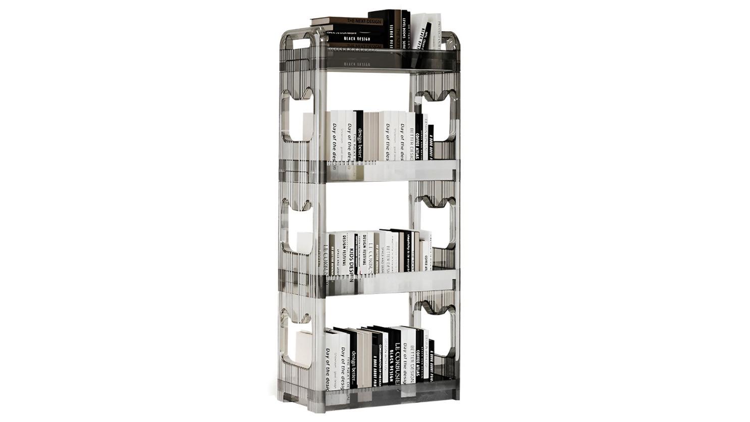 SOGA 4-Tier Clear Bookshelf and Cosmetic Storage Organizer Trolley - 38 x 24 x 90cm