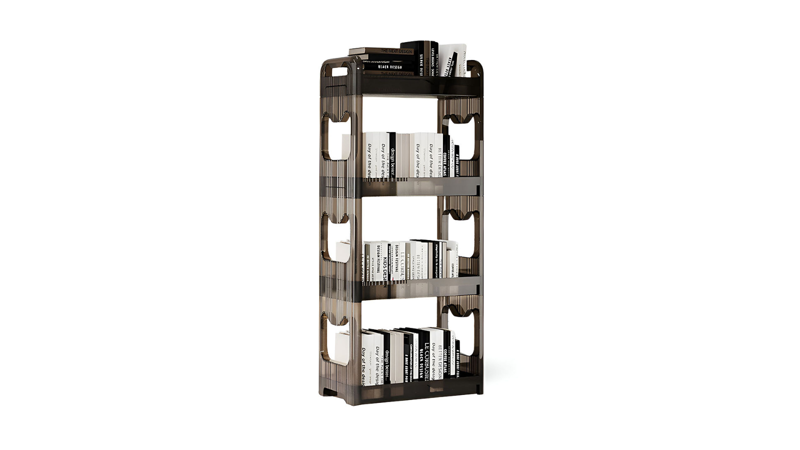 Soga Black 4-Tier Bookshelf and Cosmetic Storage Organizer Trolley Rack - 38 x 24 x 62cm