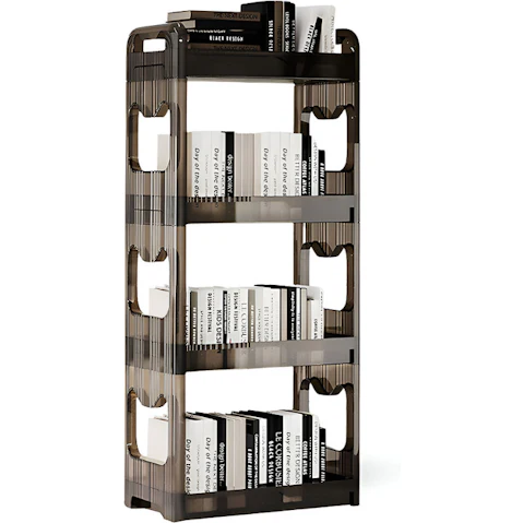Soga Black 4-Tier Bookshelf and Cosmetic Storage Organizer Trolley Rack - 38 x 24 x 62cm