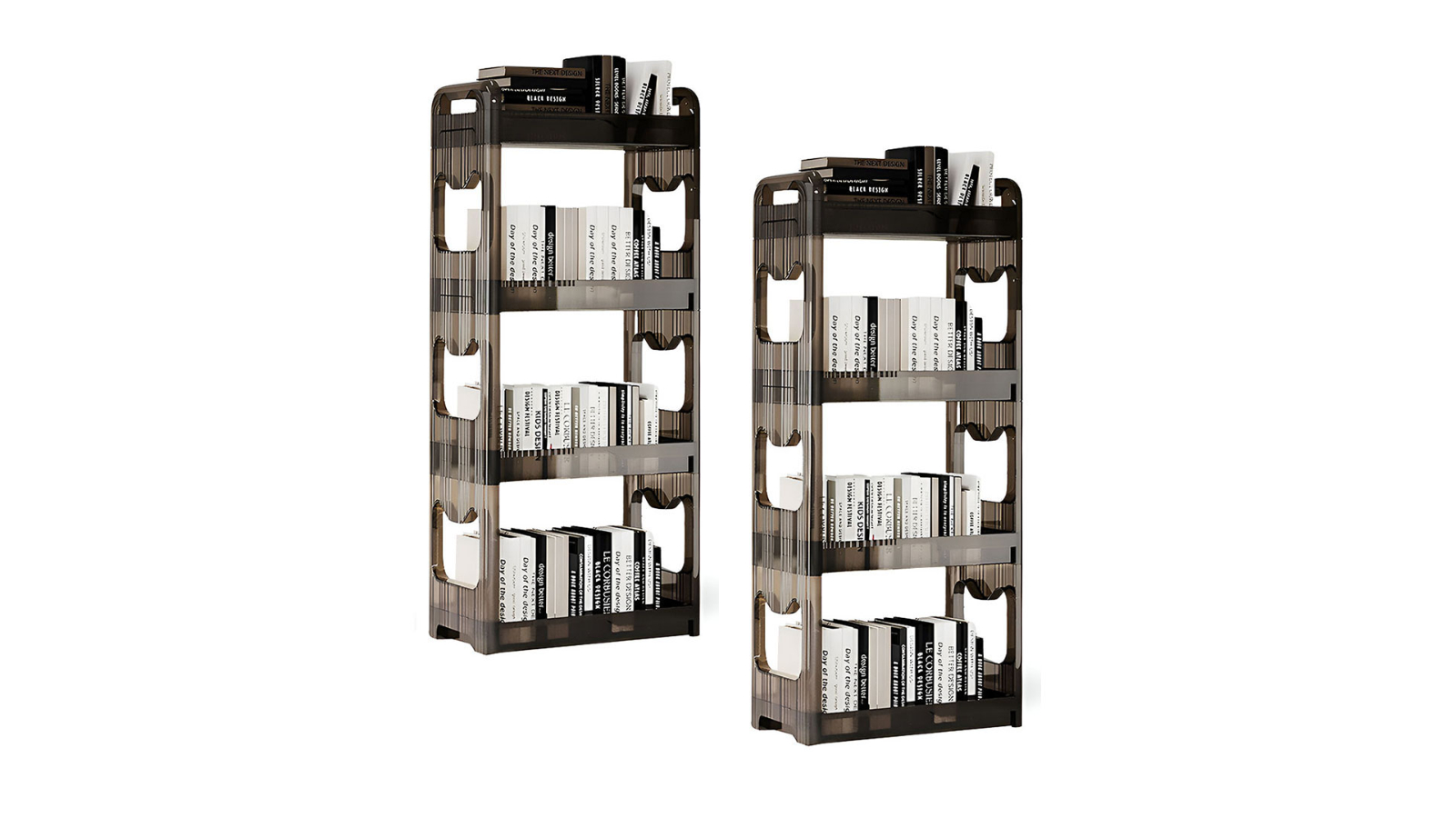 Soga Black 2 Piece 3-Tier Bookshelf and Cosmetic Storage Organizer Trolley Rack - 38 x 24 x 62cm