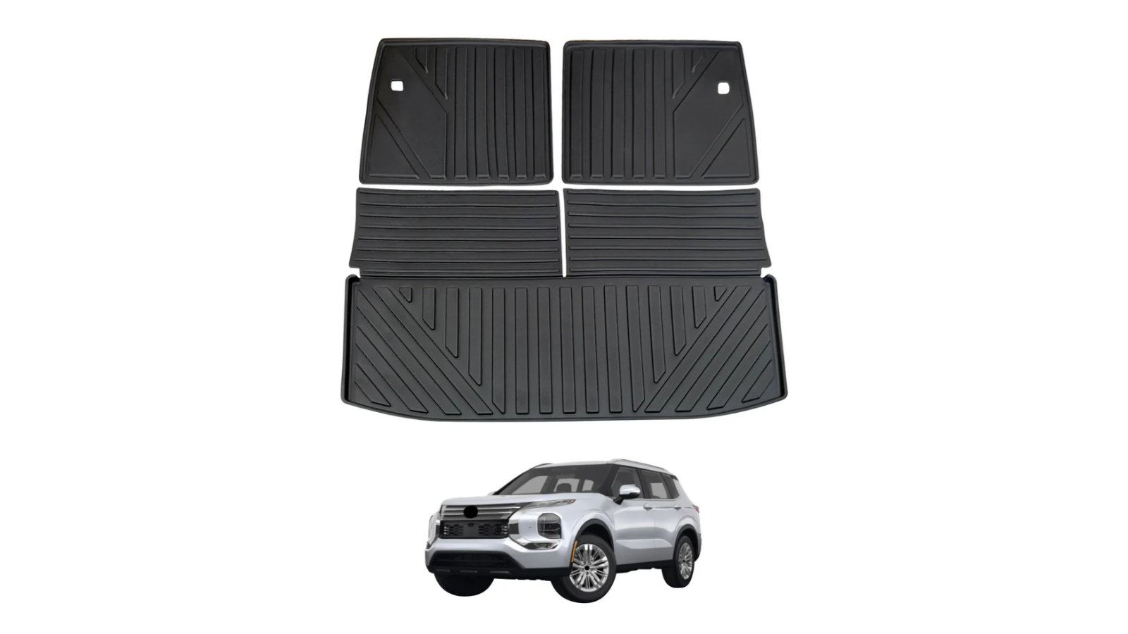 AUSGO 3 Piece Set of  7 Seater Boot Liner Cargo Mat for Mitsubishi Outlander 2021-Onwards - 3 Piece