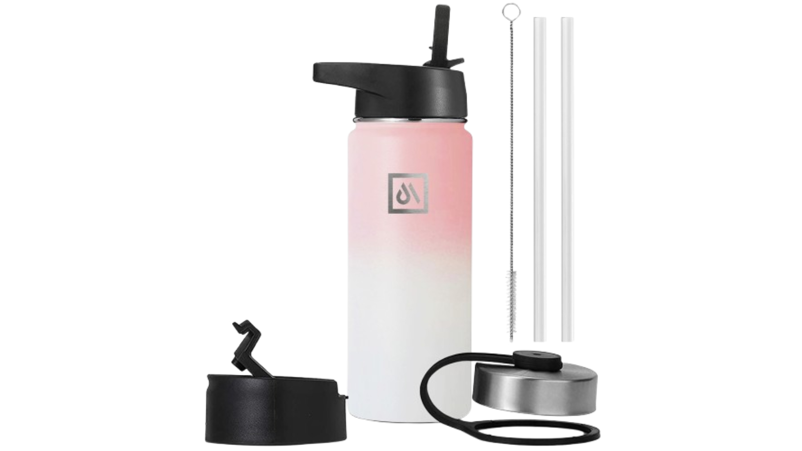 Meteor For The Winners 650ml Stainless Steel Water Bottle with 3 Lids - Cherry Blossom