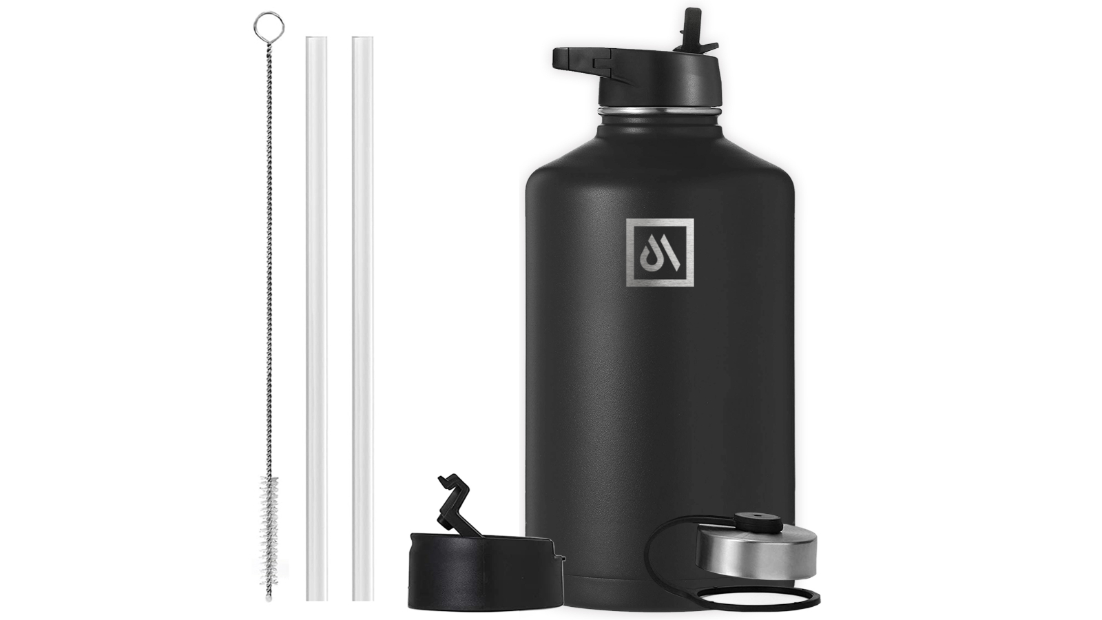 Meteor For The Winners 3700ml Stainless Steel Water Bottle with 3 Lids - Black