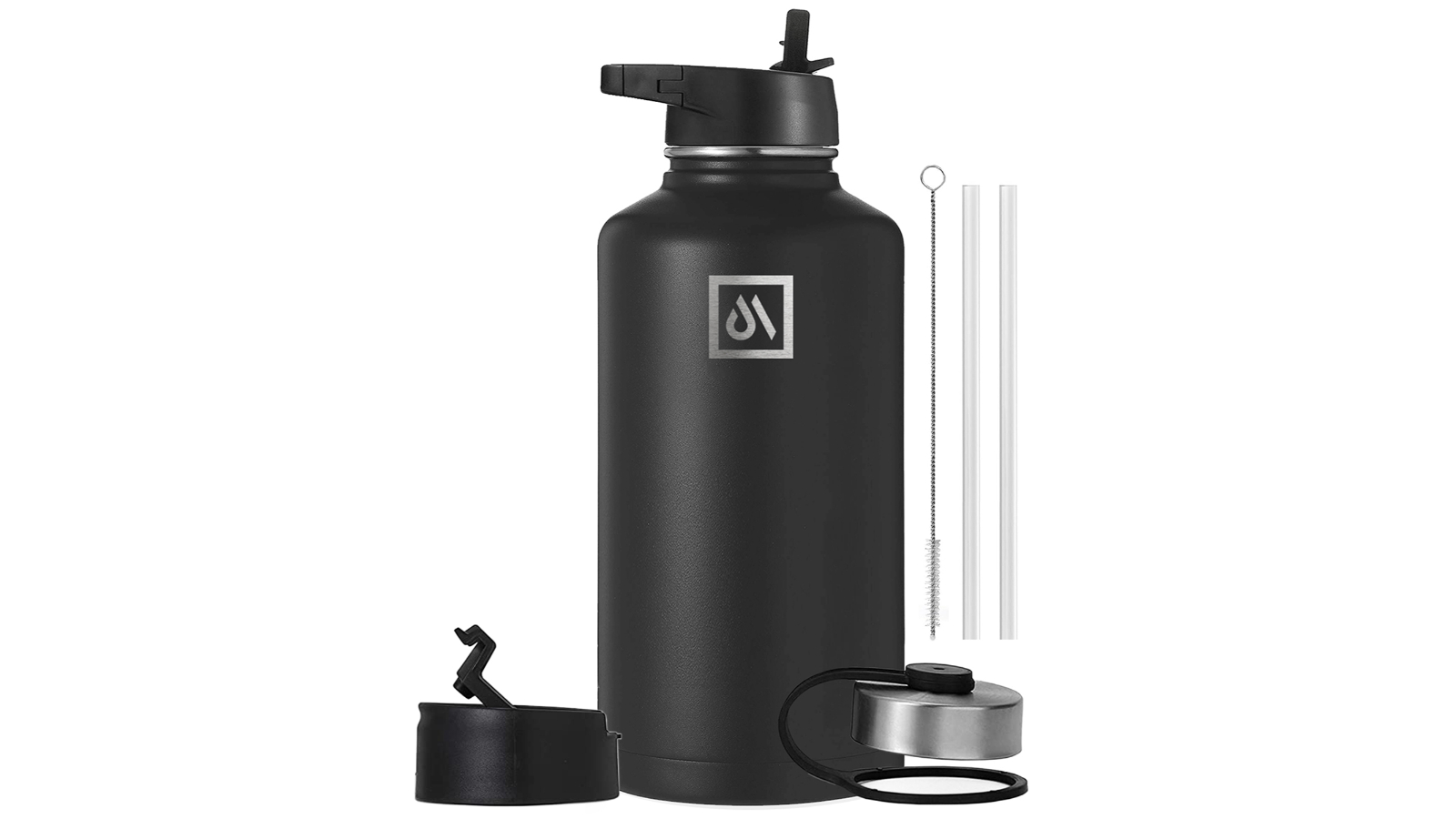 Meteor For The Winners 2500ml Stainless Steel Water Bottle with 3 Lids - Black