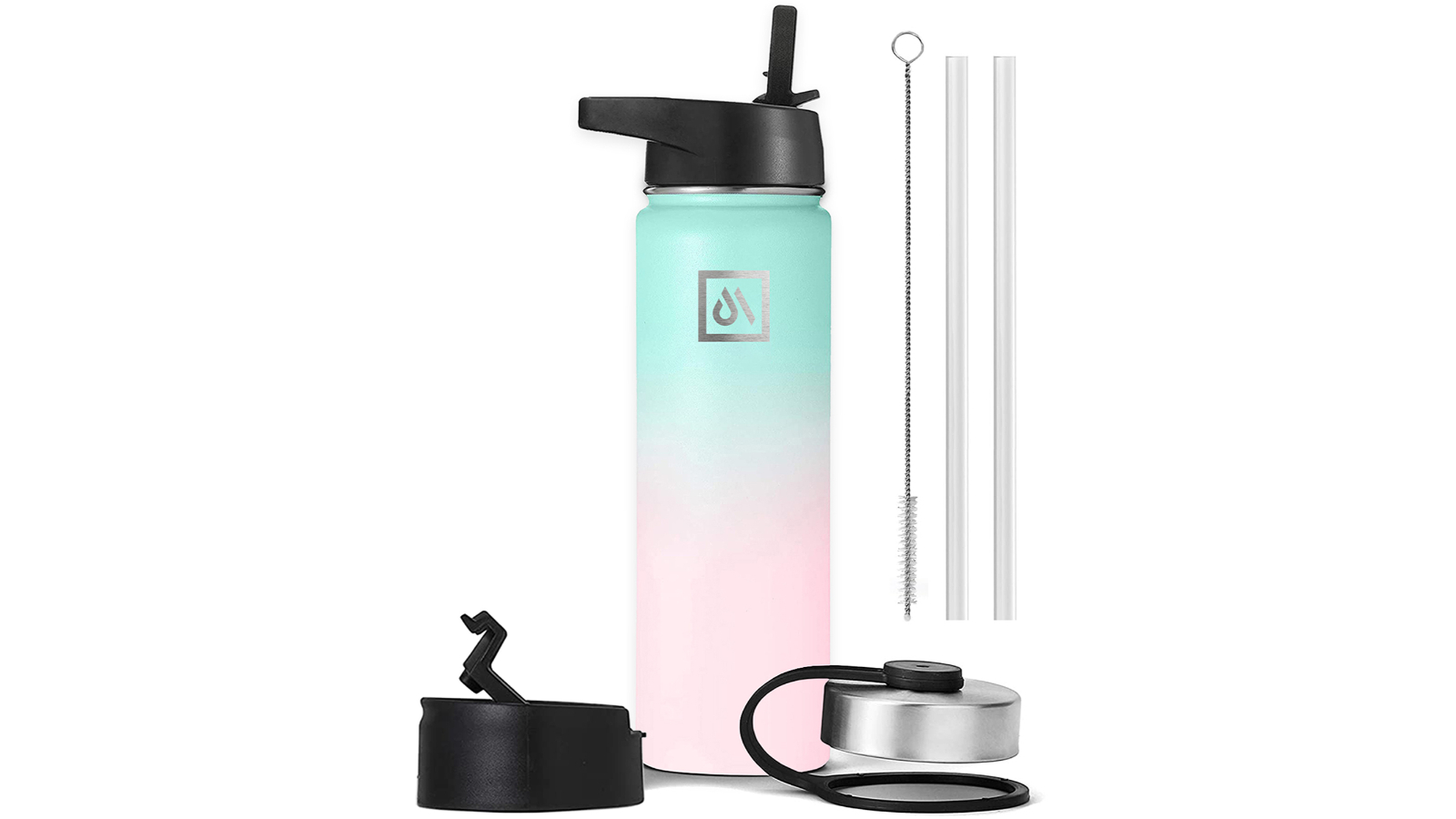Meteor For The Winners 650ml Stainless Steel Water Bottle with 3 Lids - Bubble Gum