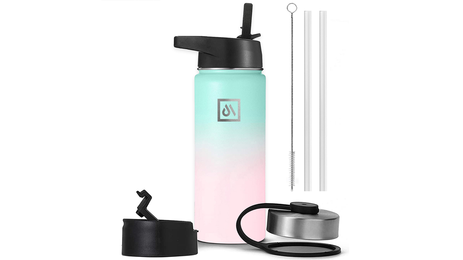 Meteor For The Winners 950ml Stainless Steel Water Bottle with 3 Lids - Bubble Gum