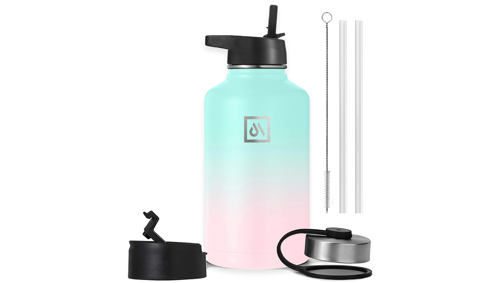 Meteor For The Winners 1900ml Stainless Steel Water Bottle with 3 Lids - Bubble Gum