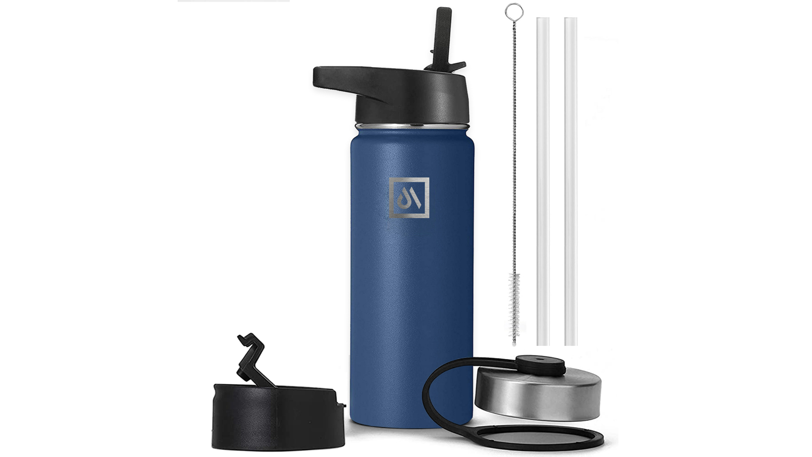 Meteor For The Winners 530ml Stainless Steel Water Bottle with 3 Lids - Dark Blue