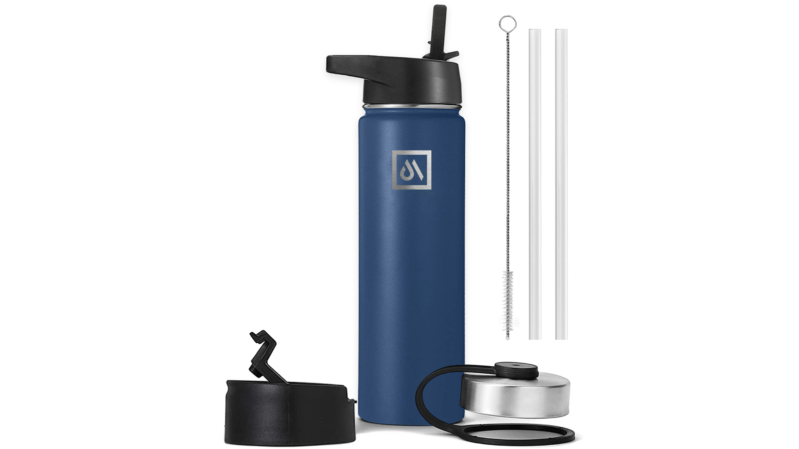 Meteor For The Winners 650ml Stainless Steel Water Bottle with 3 Lids - Dark Blue