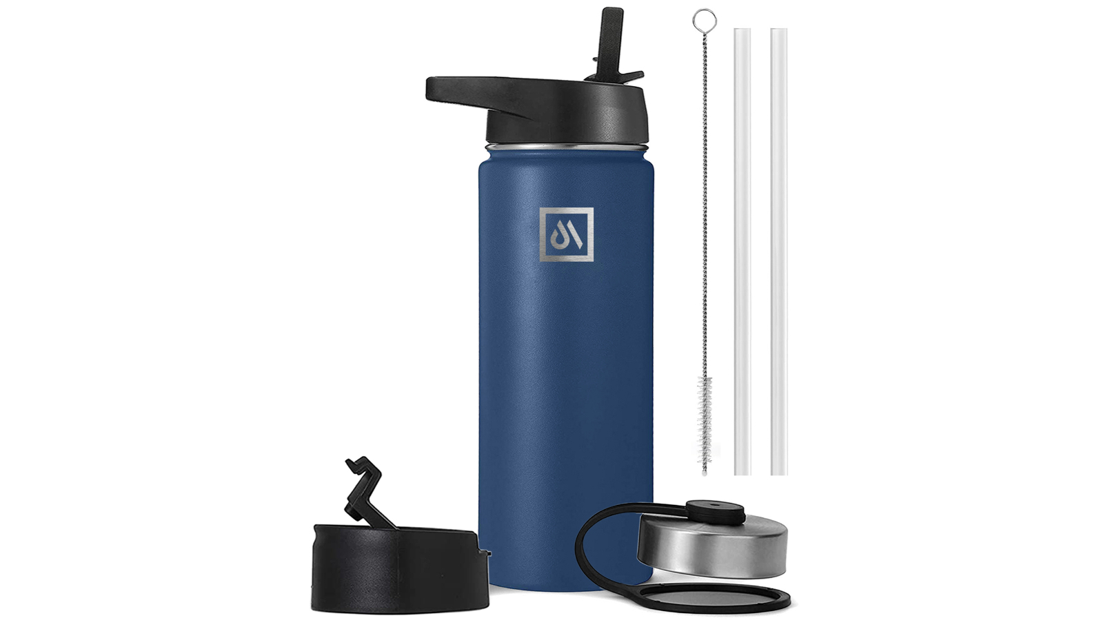 Meteor For The Winners 1180ml Stainless Steel Water Bottle with 3 Lids - Dark Blue