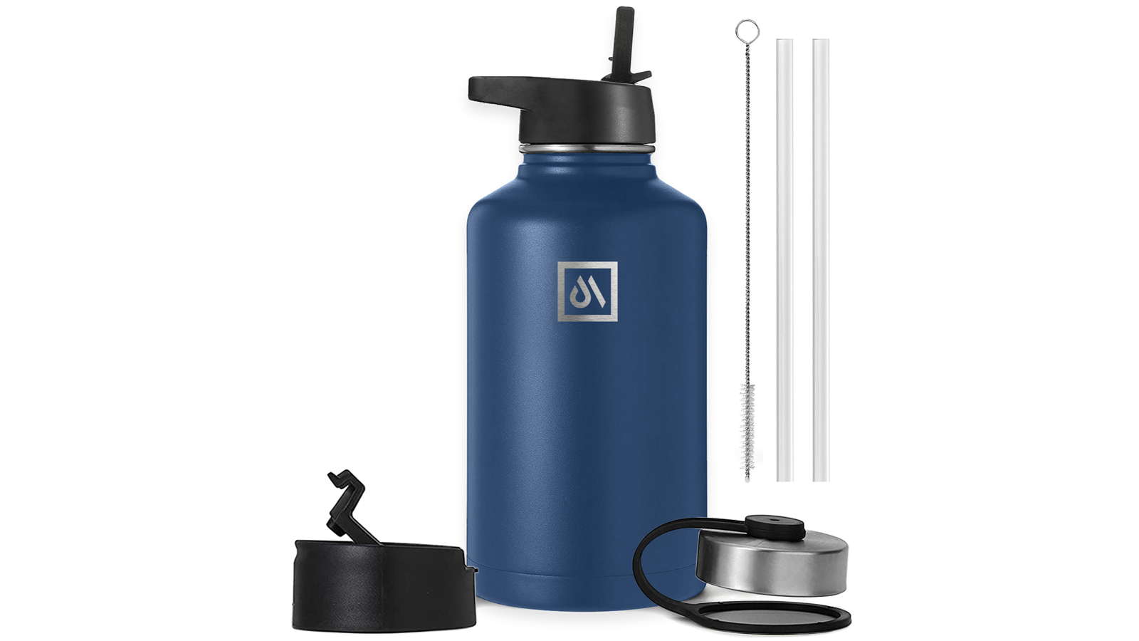 Meteor For The Winners 1900ml Stainless Steel Water Bottle with 3 Lids - Dark Blue