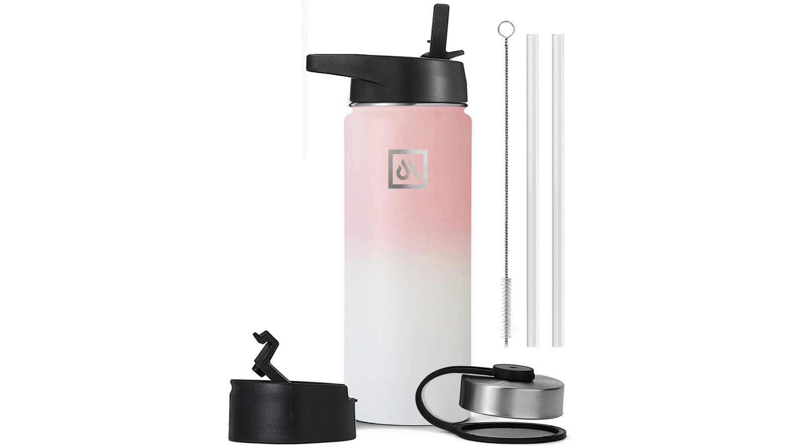 Meteor For The Winners 1180ml Stainless Steel Water Bottle with 3 Lids - Cherry Blossom