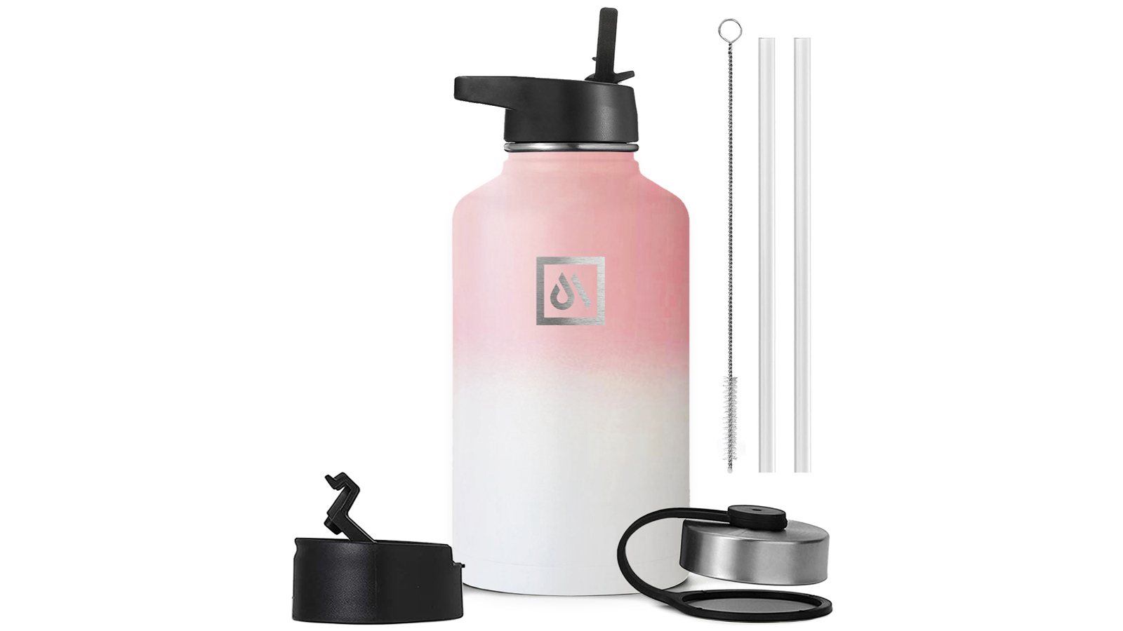 Meteor For The Winners 1900ml Stainless Steel Water Bottle with 3 Lids - Cherry Blossom