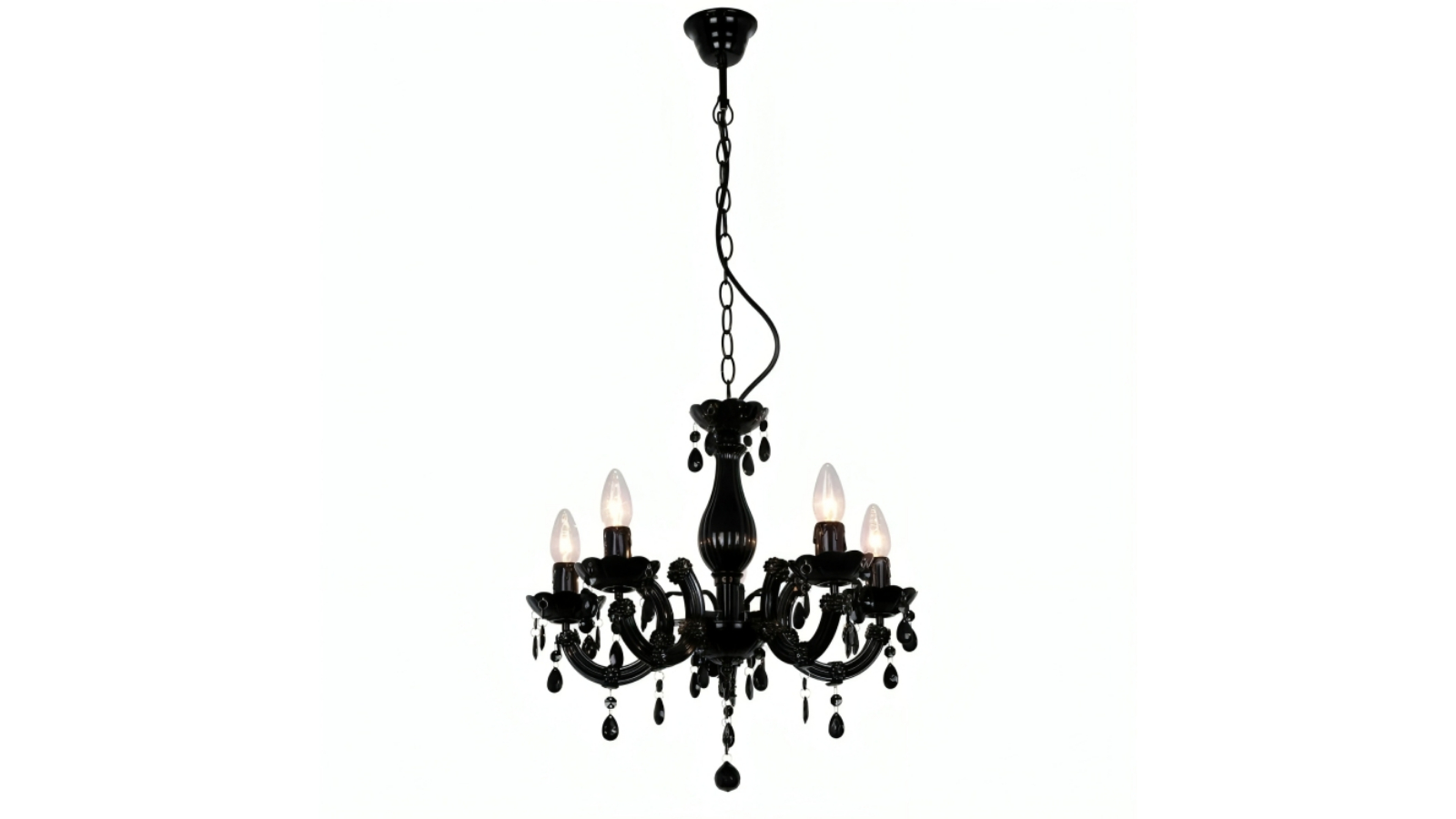 Luminea 5 Piece Bowie Elegant Acrylic Hanging Chandelier Lamp - Black