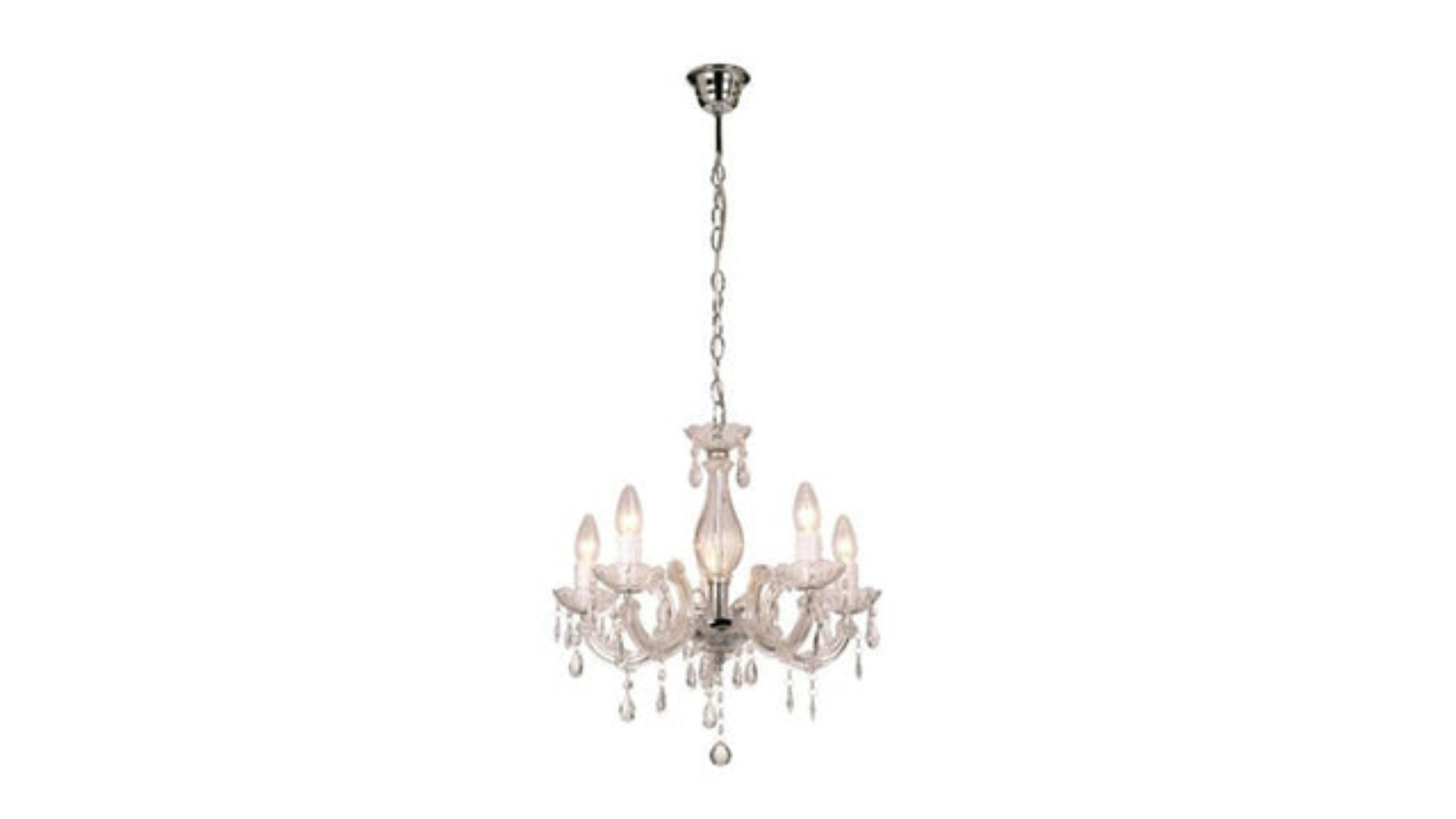 Luminea 5 Piece Bowie Elegant Acrylic Hanging Chandelier Lamp Clear