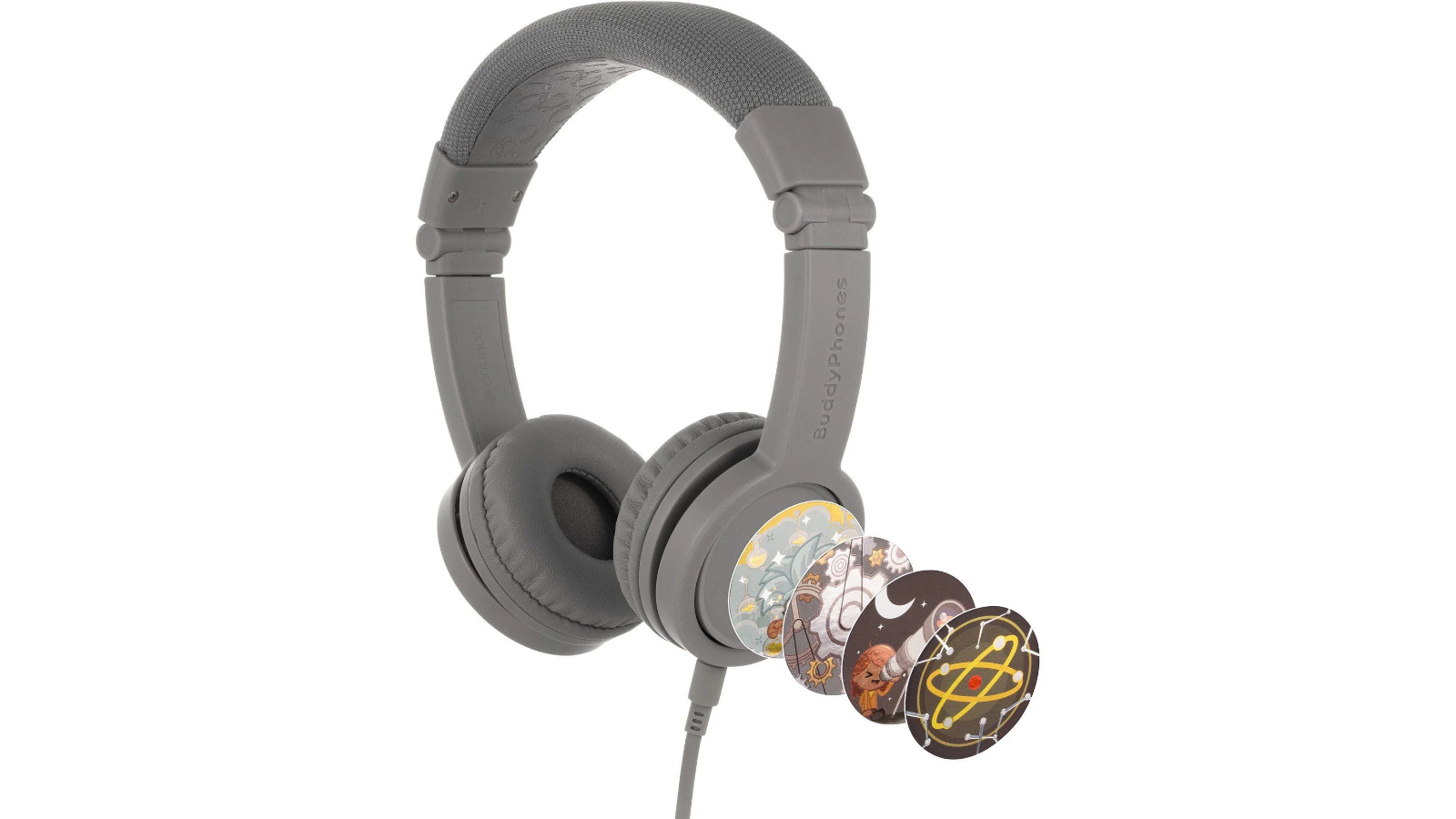 BuddyPhones Explore Plus Wired Inline Mic Headphone - Grey Matter