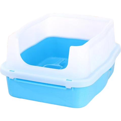YES4PETS Large Deep Cat Litter Tray with Scoop - Blue