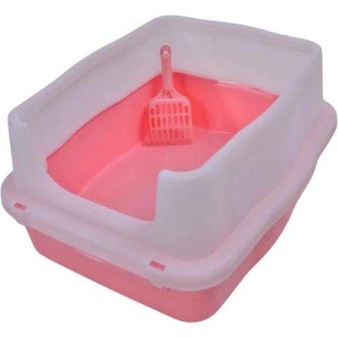 YES4PETS Large Deep Cat Litter Tray with Scoop - Pink
