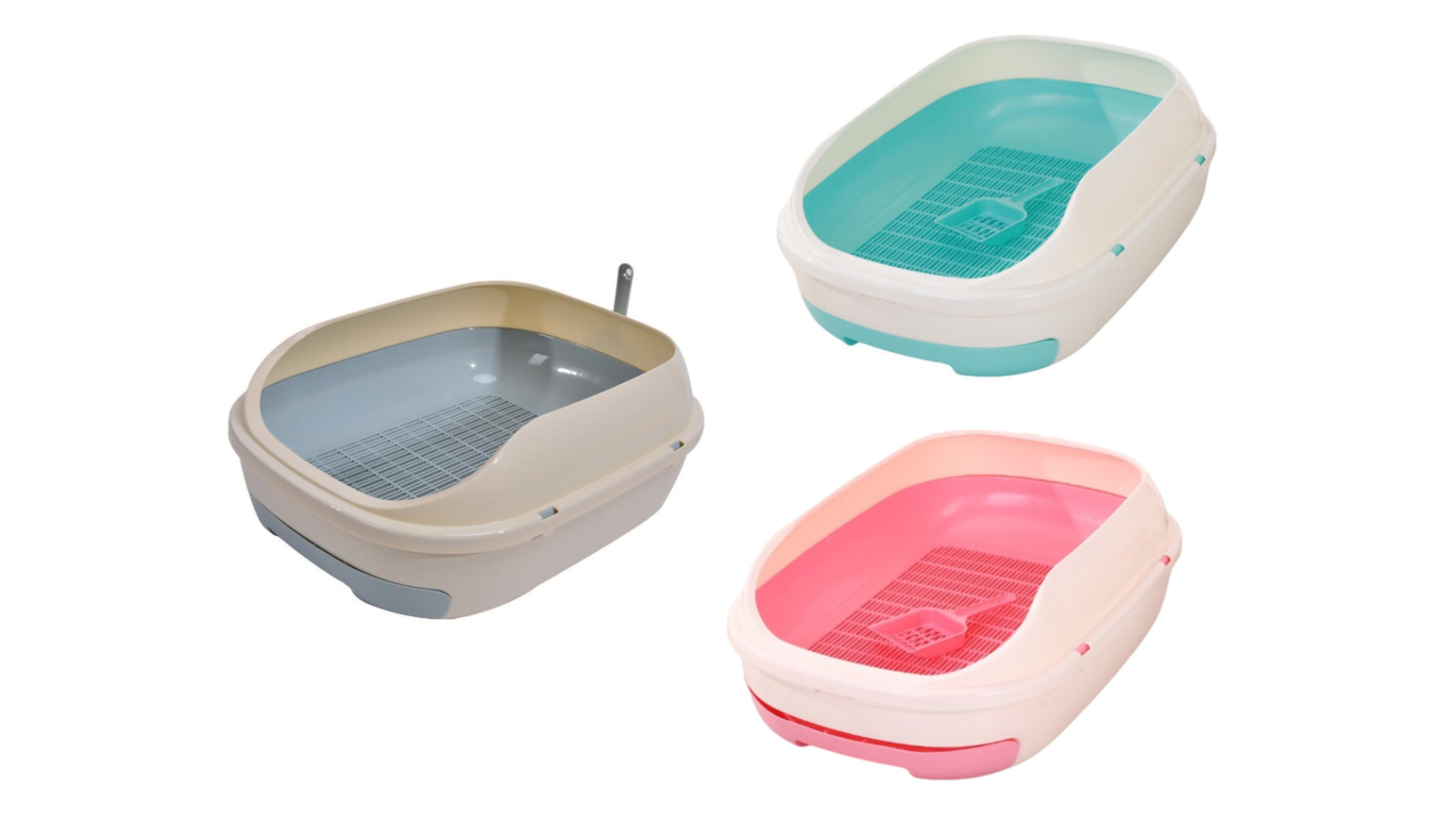 YES4PETS Large Portable Cat Litter Box with Scoop and Grid Tray