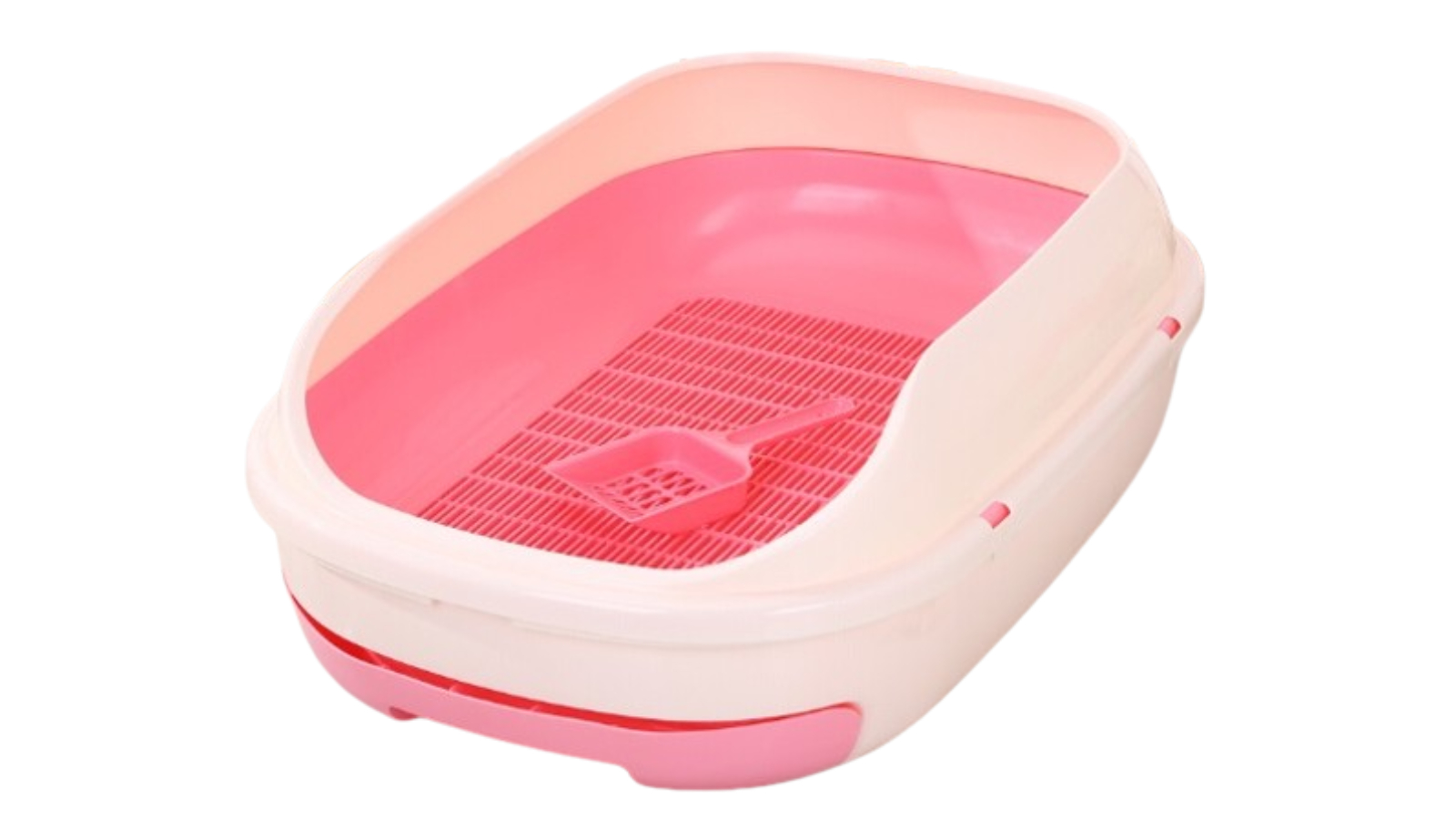YES4PETS Large Portable Cat Litter Box with Scoop and Grid Tray - Pink