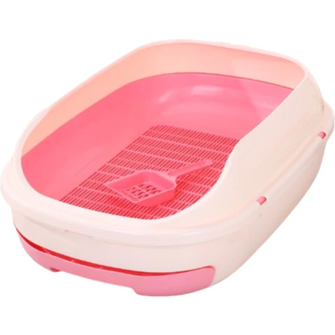 YES4PETS Large Portable Cat Litter Box with Scoop and Grid Tray - Pink