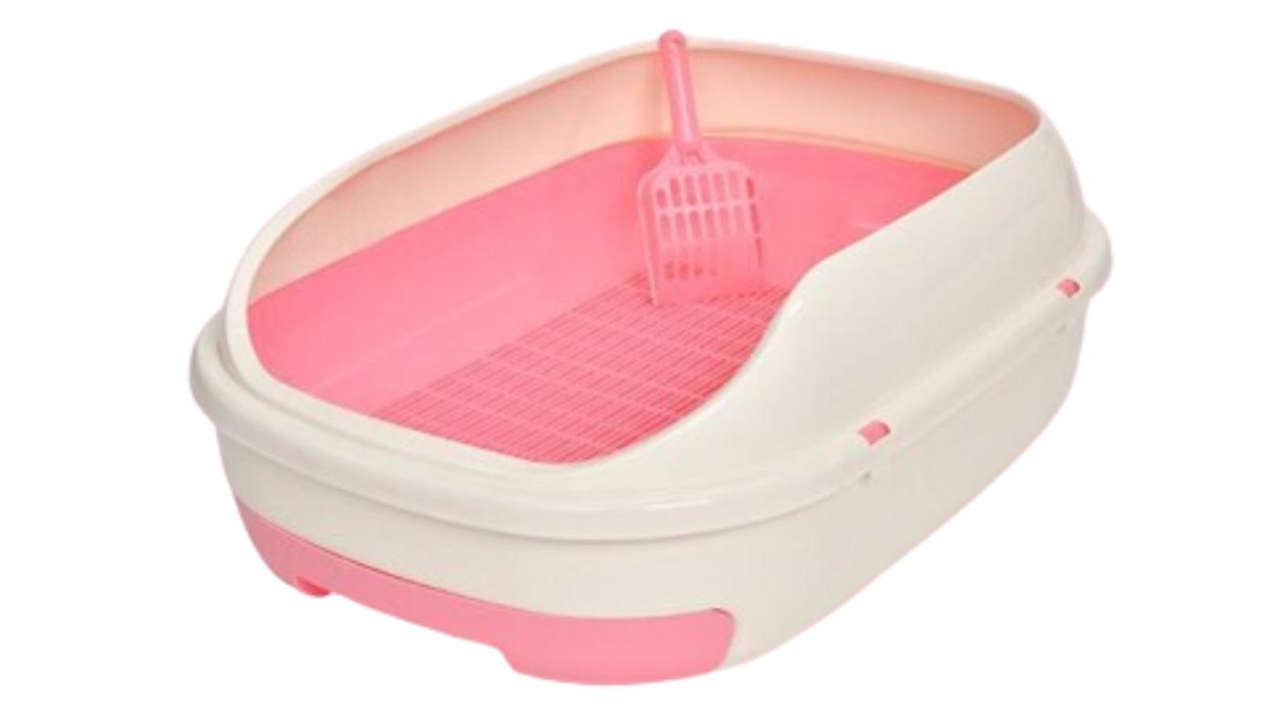 YES4PETS Medium Portable Cat Toilet Litter Box with Scoop and Grid Tray - Pink