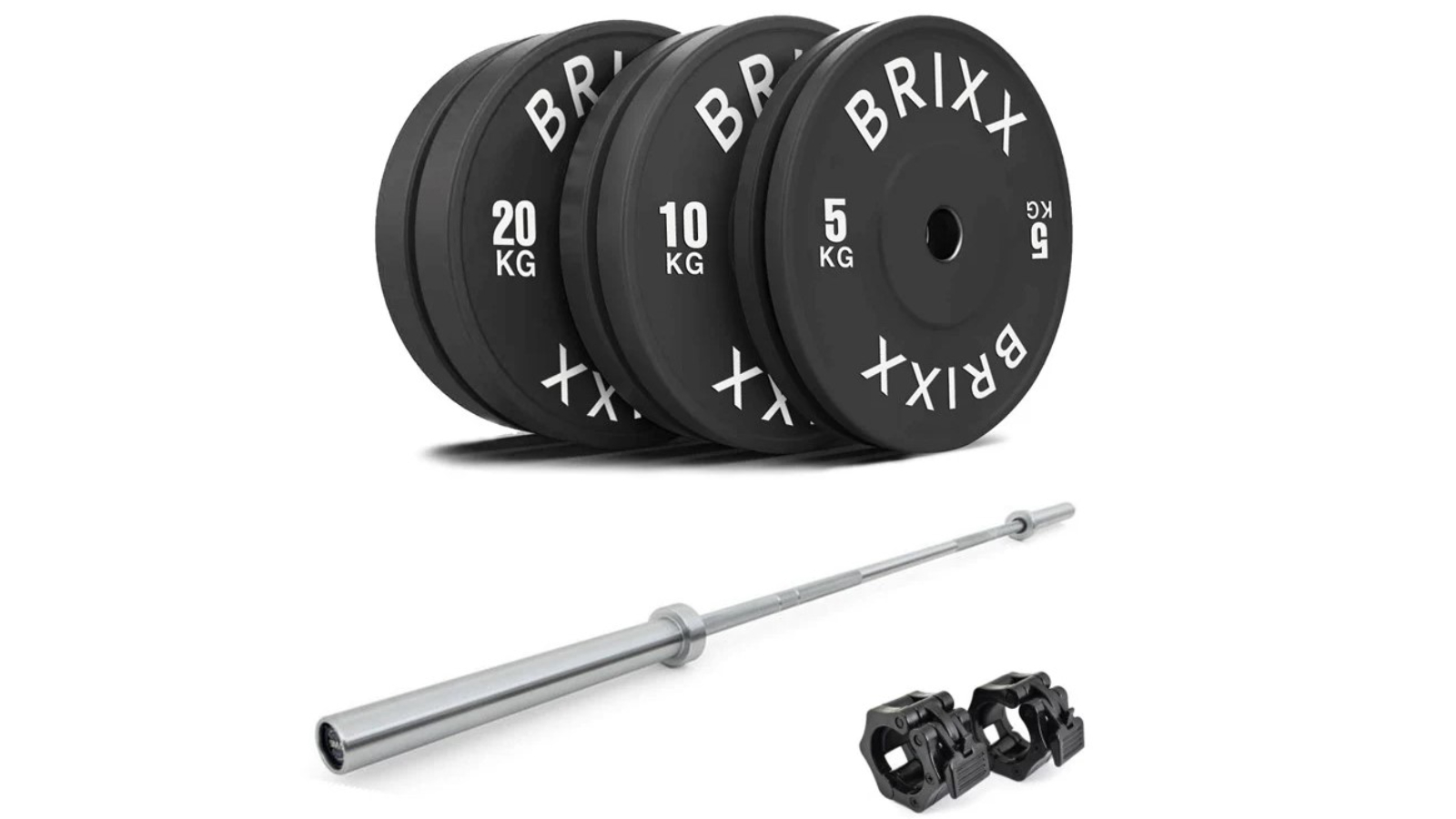 BRIXX 20kg Barbell plus Classic Olympic Bumper Plates - 70kg
